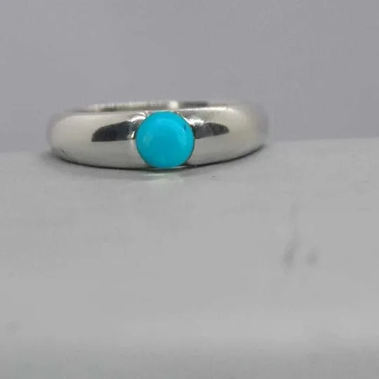 Authentic Turquoise Solace: 1.00Ct Round Cut Simulated Turquoise Women's Solitaire Ring in 14k White Gold Plating