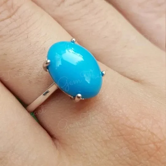 Authentic Celestial Azure Solitaire: The Turquoise Aura Ring