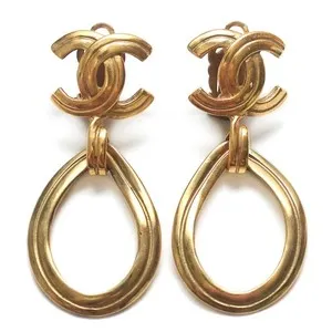 Authentic Tears of Elegance: Chanel's CC Emblem Teardrop Earrings