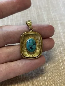 Authentic The Azure Horizon Vintage Turquoise and Gold Talisman