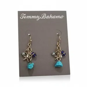 Authentic TOMMY BAHAMA Gold Plated Turquoise Charm Dangle Hook Earrings NWT