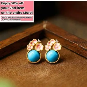 Authentic Blossom of the Turquoise Horizon - 18K Gold Plated Bohemian Floral Talisman