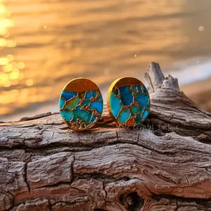 Authentic Celestial Turquoise Talisman Studs: Vessels of Ancient Wisdom