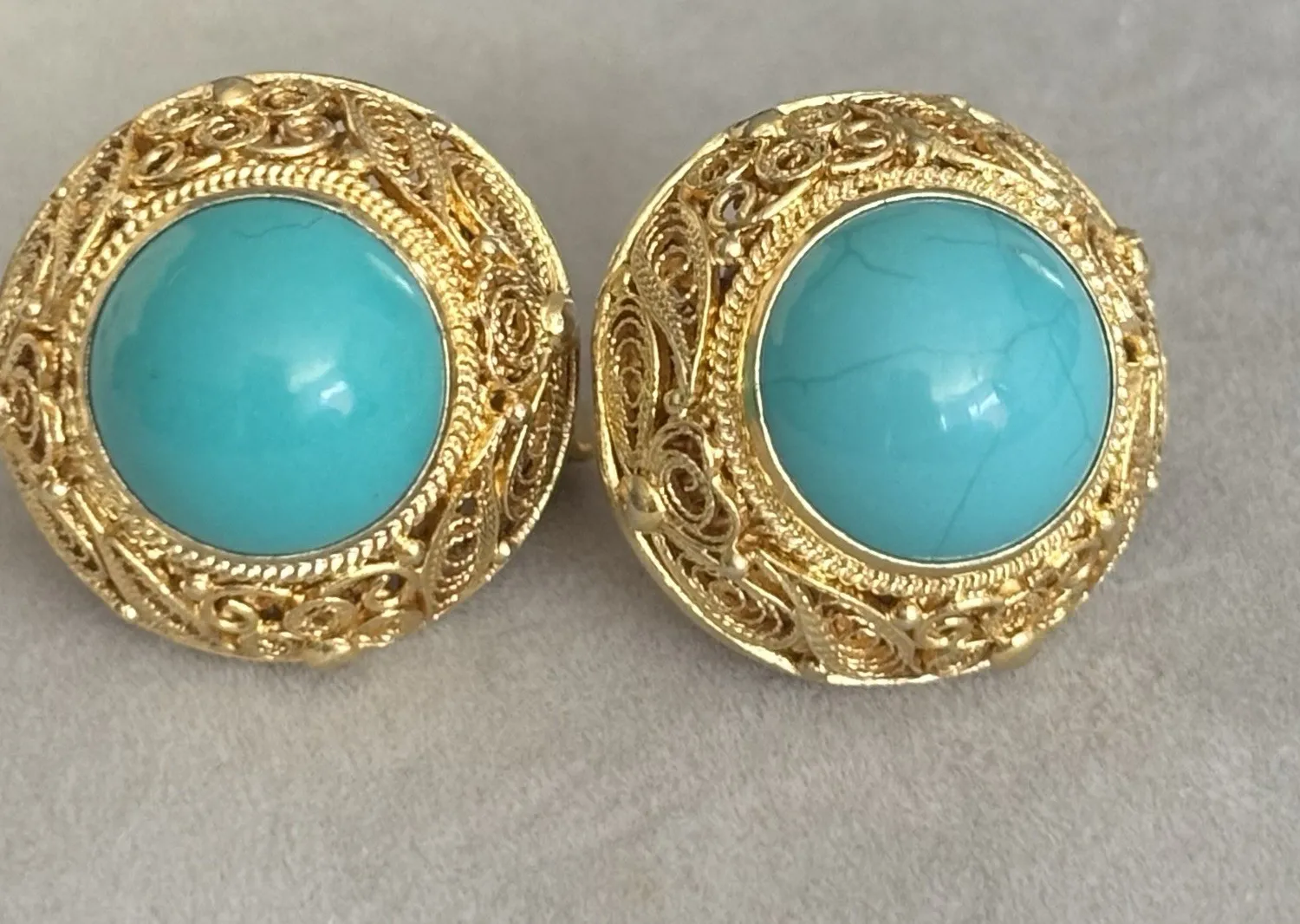 Authentic Celestial Turquoise Filigree Amulet Earrings