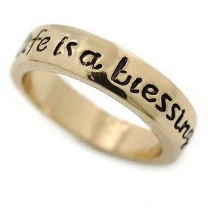 Authentic The True Path Gold-Plated Engraved Ring - Size 8