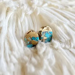 Authentic Celestial Azure Turquoise Gold-Veiled Talismans