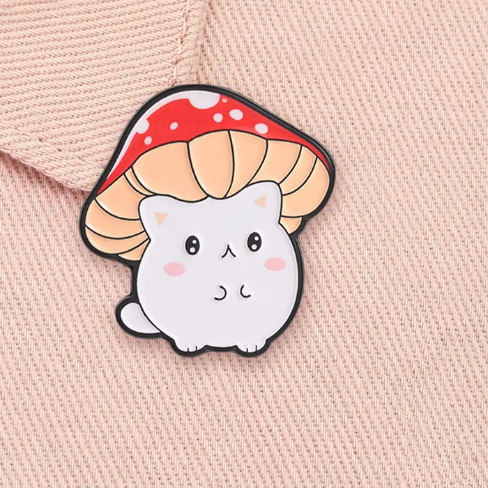 Authentic Whispers of the Forest: Kawaii Cat Amidst the Red Spotted Fungi