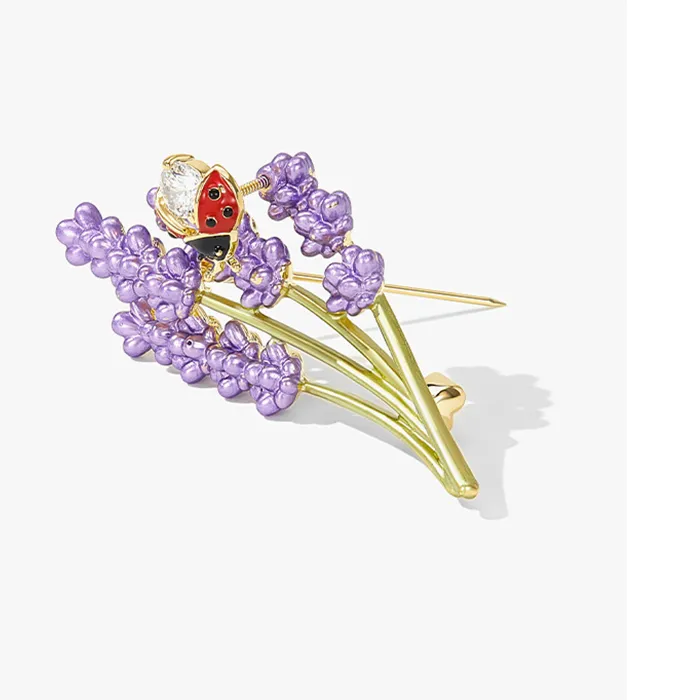 Authentic Enchanted Lavender Ladybug Brooch – Crystal Embrace of Serenity