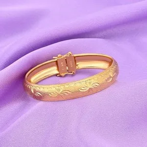 Authentic Celestial Whisper: Vintage 24K Gold‑Plated Engraved Bangle
