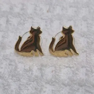 Authentic The Whispering Feline Talisman: Vintage Gold-Plated Cat Earrings