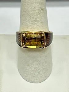 Authentic The Gilded Dawn Lemon Quartz and Enamel Ring