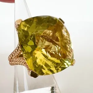 Authentic The Sunlit Aura Lemon Quartz Ring in Gold-Plated Sterling Silver