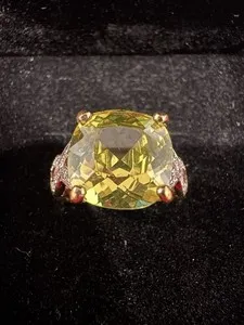 Authentic Sunlit Harmony: 12mm Lemon Quartz Gold‑Plated Ring