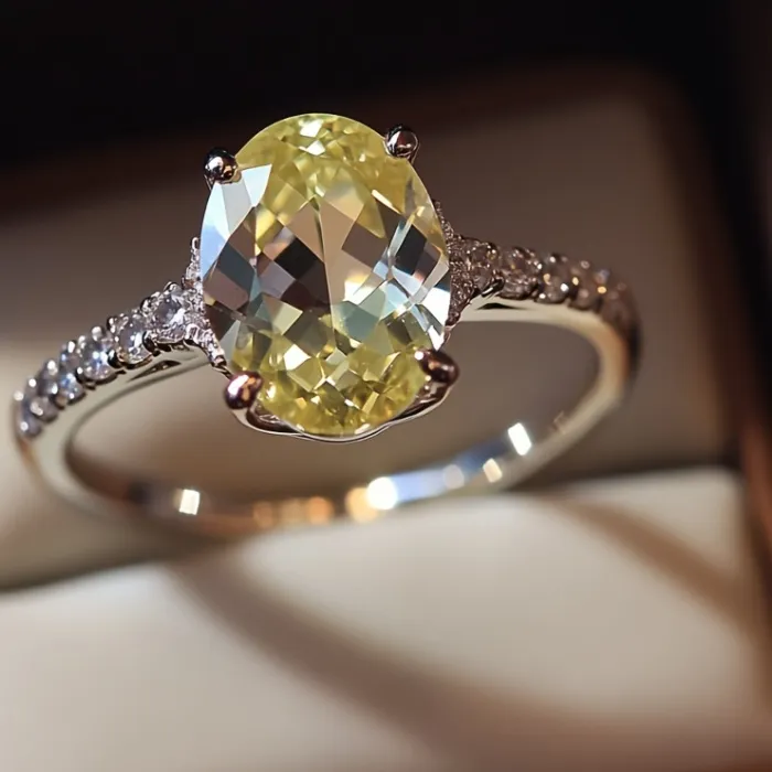 Authentic Lemon‑Light Sacred Crystal Ring – 925 Silver Aura