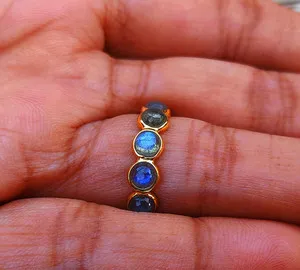 Authentic The Aurora Veil Labradorite Eternity Band in 925 Silver and Gold