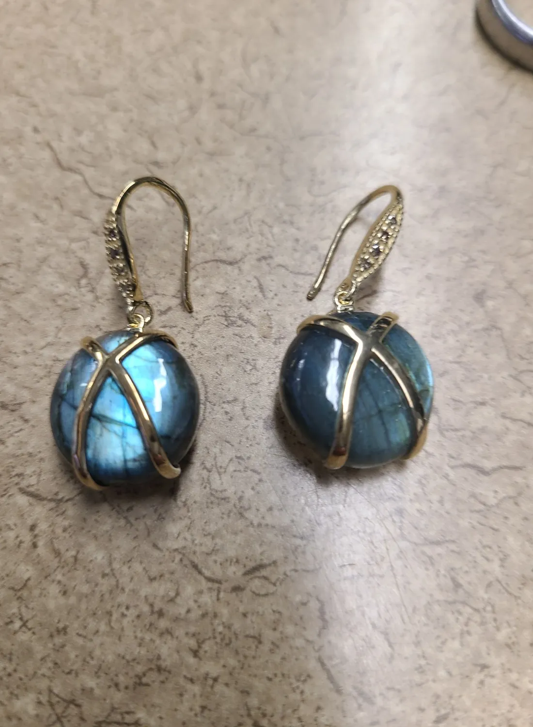 Authentic Gold Plated Labradorite Earrings