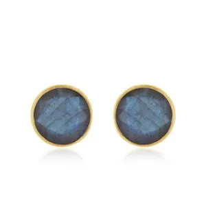 Authentic Celestial Aura: Labradorite Gold-Plated Sacred Studs