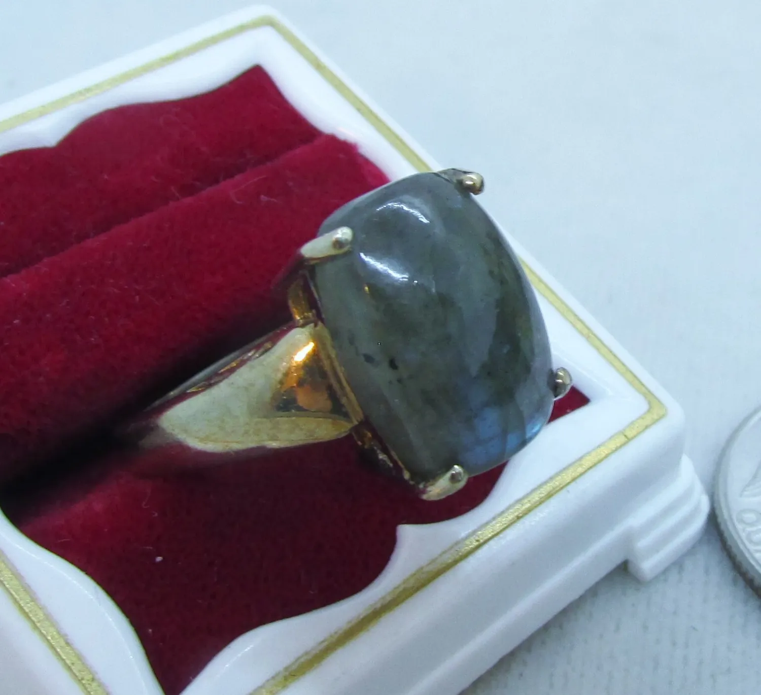 Authentic The Aurora Veil Labradorite Ring - Mystic Intuition Gold-Plated Talisman Size 5.5
