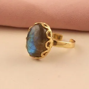 Authentic The Aurora Veil: Labradorite and Gold Talismanic Ring