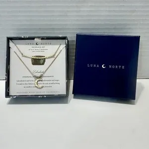 Authentic Luna Norte Necklace Set Labradorite 14k Gold Plated 16 & 17” Crescent Moon NIB