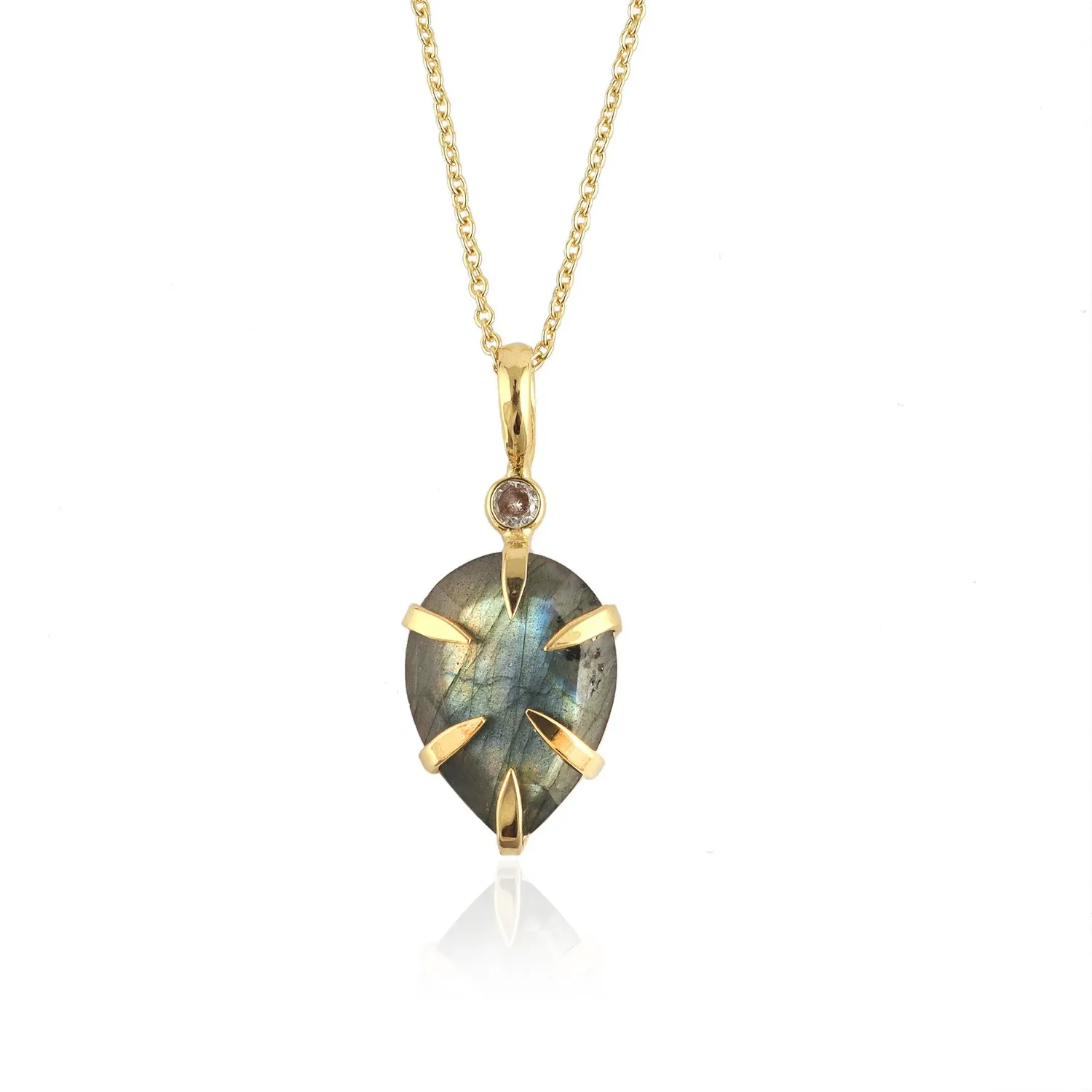Authentic The Aurora Veil: Natural Labradorite and Radiant Gold-Plated Talisman