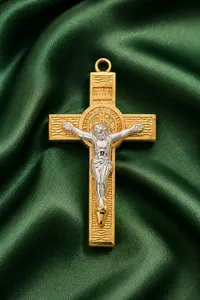 Authentic The Benedictine Sanctum: Gold-Plated Sterling Silver Sacred Cross