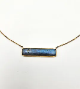 Authentic The Luminescent Labradorite Bar Pendant in Radiant Gold-Plated Silver