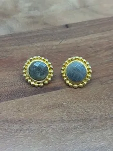 Authentic Pre-Owned Gold Plated Labradorite Stud Earrings