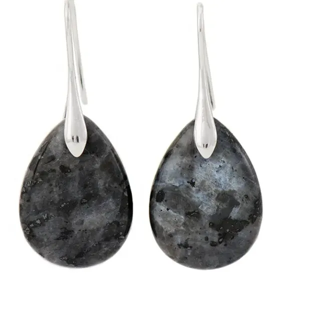 Authentic Natural Stone Dangle Earrings – Tiger Eye, Labradorite, Jasper – 18K Gold Plated