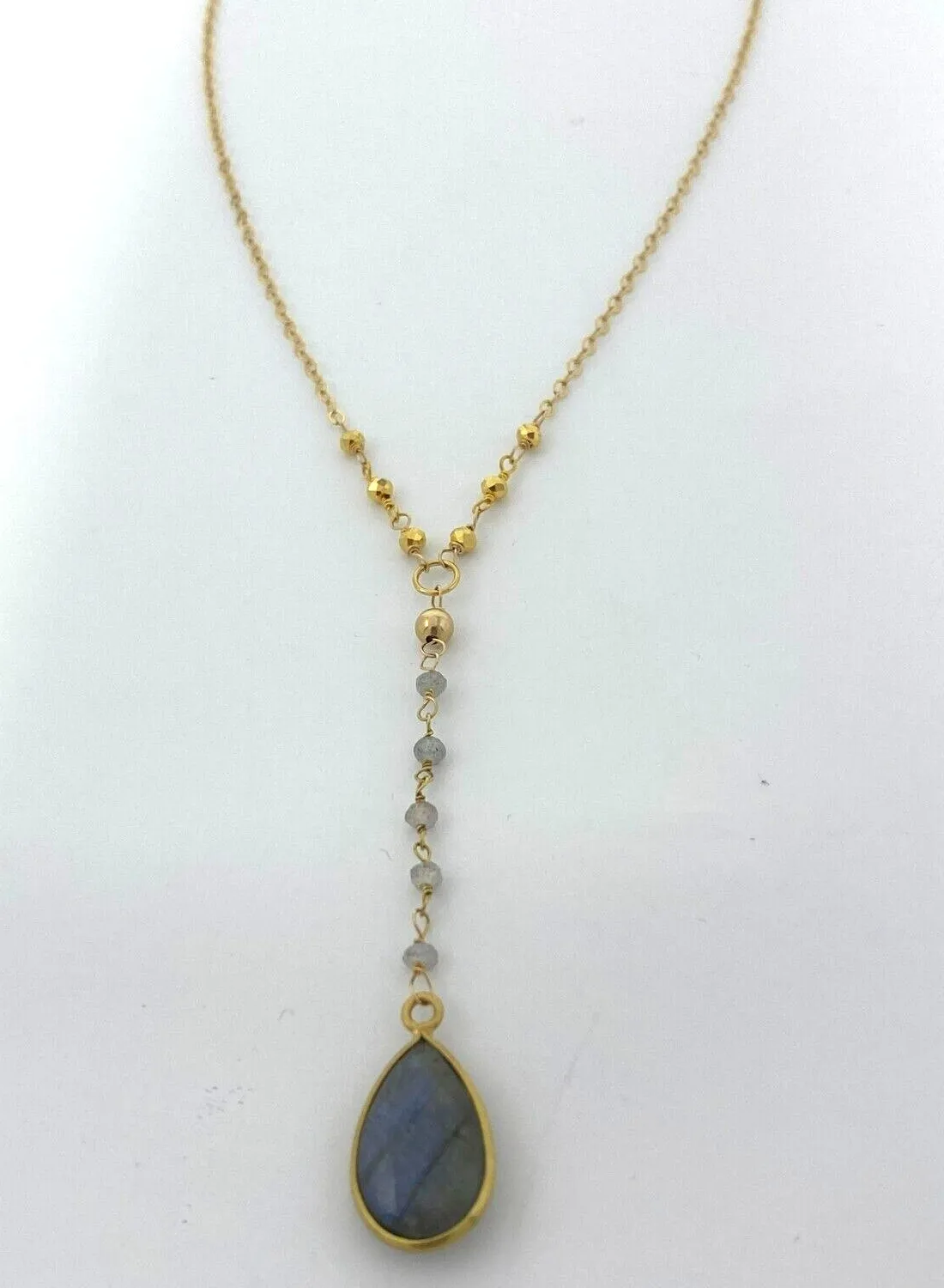 Authentic Mystical Labradorite Drop Necklace: Celestial Guardian of Dreams