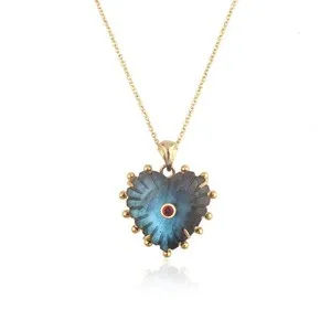Authentic Radiant Aurora: The Labradorite Heart Amulet