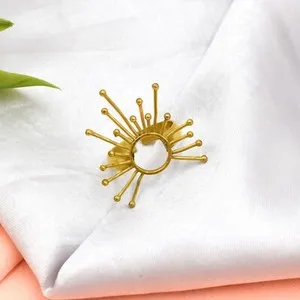 Authentic Symbol of positivity Sun Rise Ring 18K Gold Plated Brass Trendy Ring For Unisex
