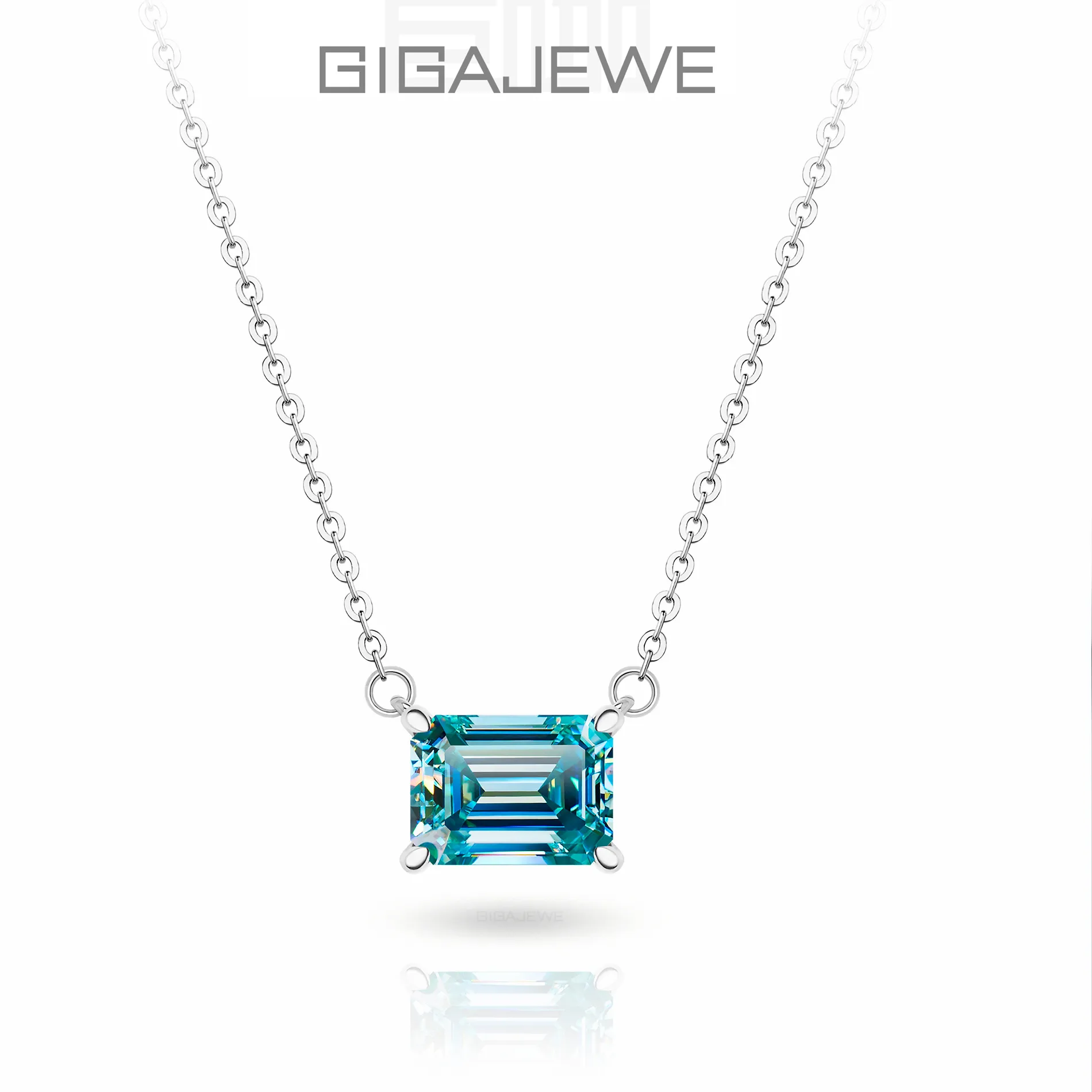 Authentic The Azure Prism: Emerald-Cut Cyan Moissanite Amulet