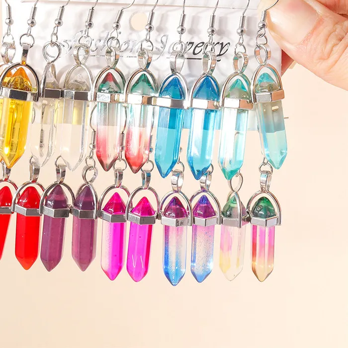 Authentic Prismatic Hexagon Talismans: Celestial Crystal Dangle Earrings