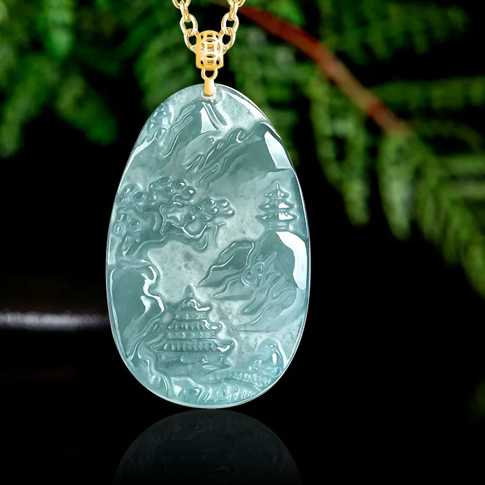 Authentic Jadeite Oasis: Harmonious Balance in 18K Gold