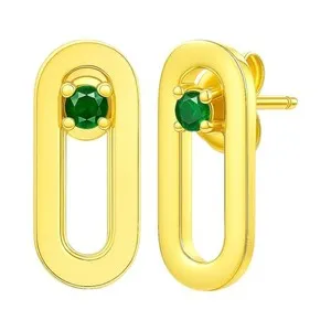 Authentic Celestial Oval Gemstone Studs in Radiant 18K Gold