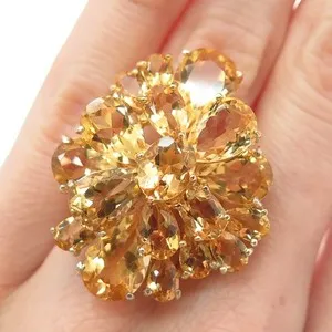 Authentic Solar Radiance Citrine Cluster Ring: A Golden Beacon of Abundance