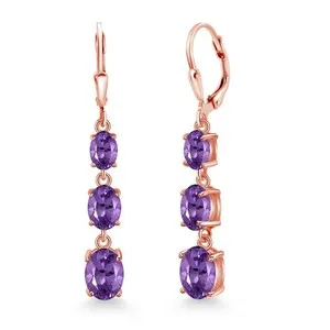 Authentic Tears of Dawn: Rose Gold Plated Silver Birthstone Trine Dangle Earrings