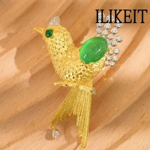 Authentic The Gilded Avian Oracle: 925 Silver and Emerald Zirconia Talismanic Brooch