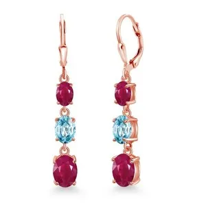 Authentic The Trinity of Crimson Fire: 18K Rose Gold and Ruby Dangles