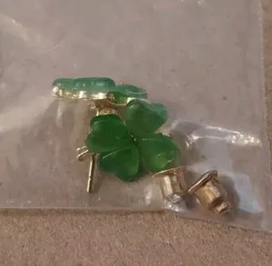 Authentic Brand New Gold Plated Shamrock Stud Earrings For St. Patrick's Day!