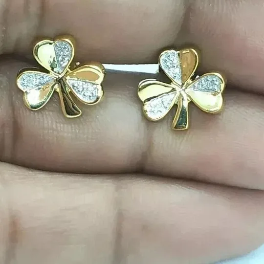 Authentic Ethereal Shamrock Talismans: Radiant Gold-Plated Prosperity Studs