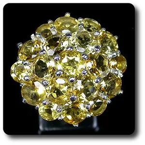 Authentic Radiant Solar Core: Citrine and 14K White Gold-Plated Silver Ring
