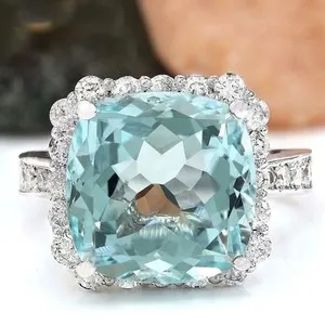 Authentic The Celestial Depths Aquamarine and Diamond Sanctum Ring