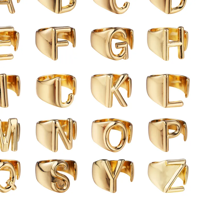 Authentic Sacred Initials: 18K Gold Plated Luxury Name Ring for Protection and Blessing