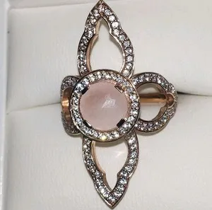 Authentic The Ethereal Lotus: Rose Gold Quartz Bloom Ring