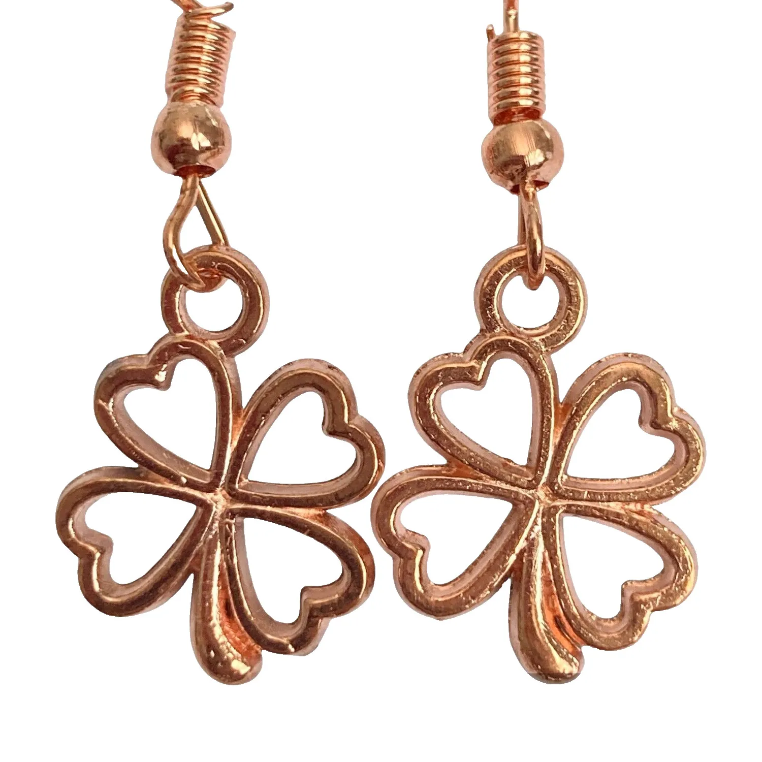 Authentic Shamrock Earrings Rose Gold Plated Irish 4 Leaf Clover Luck Celtic St. Patricks