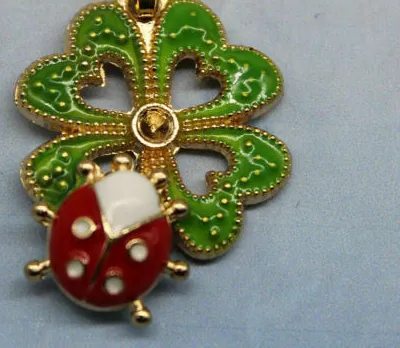 Authentic Crimson Ladybug & Emerald Shamrock Luck Talisman - 18K Gold-Plated Fortune Necklace