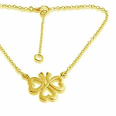 Authentic Azaggi Gold Plated Heart Shamrock Three Leaf Clover Pendant Foot Anklet Bracelet