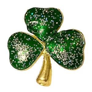 Authentic Green Shamrock Tie Tac Pin Lapel Hat St. Patricks Day Irish Celtic Gold Plated